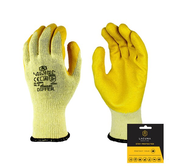 Rukavica s lateks premazom DIFFER žuta vel. 10