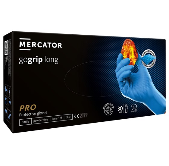 Jednokratne rukavice MERCATOR GOGRIP LONG plave bez pudera