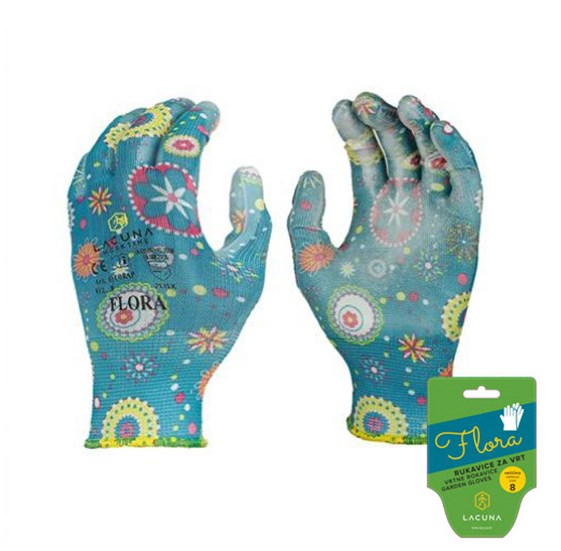 FLORA Vrtna rukavica  plava vel 8