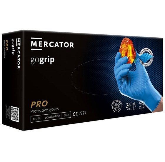 Jednokratne rukavice MERCATOR GOGRIP PRO plave bez pudera